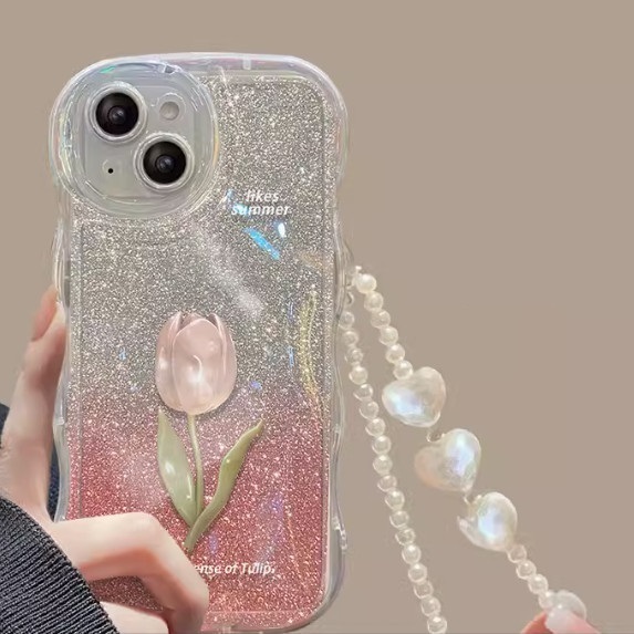 The popular colorful oil painting flowers are suitable for Xiaomi mobile phone cases (one tulip + bracelet style (contact customer service to confirm the phone model after placing the order)