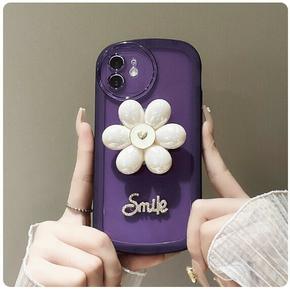 The popular flower airbag is suitable for Huawei mobile phone cases (elegant purple + petal holder model (contact customer service to confirm the mobile phone model after placing the order)