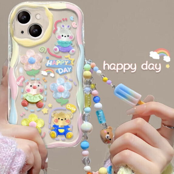 The popular creamy fresh product is suitable for Huawei mobile phone cases (Graffiti [3D Doll + Popsicle Bracelet Style] (contact customer service to confirm the phone model after placing the order)