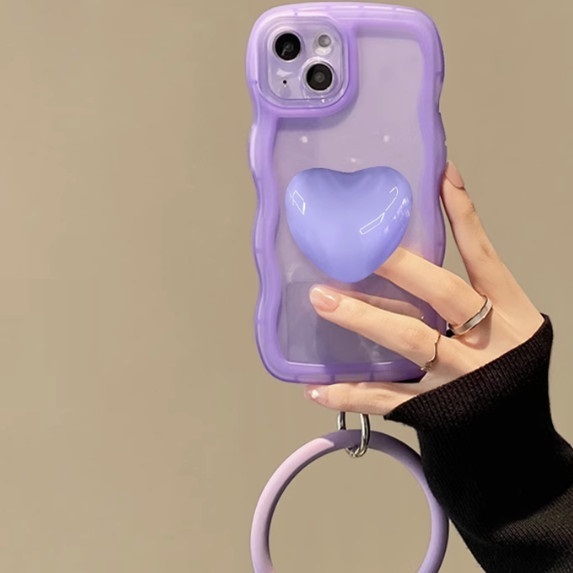 The popular Big Wave Love Stand is suitable for OPPO mobile phone cases (Taro Purple [Love Stand + Bracelet Style] (contact customer service to confirm the phone model after placing the order)