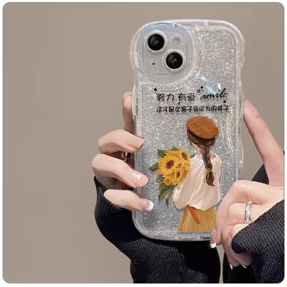 The popular hard-working and loving oppo mobile phone case (transparent [Sunflower Girl_Single Case] ​​(contact customer service to confirm the phone model after placing the order)