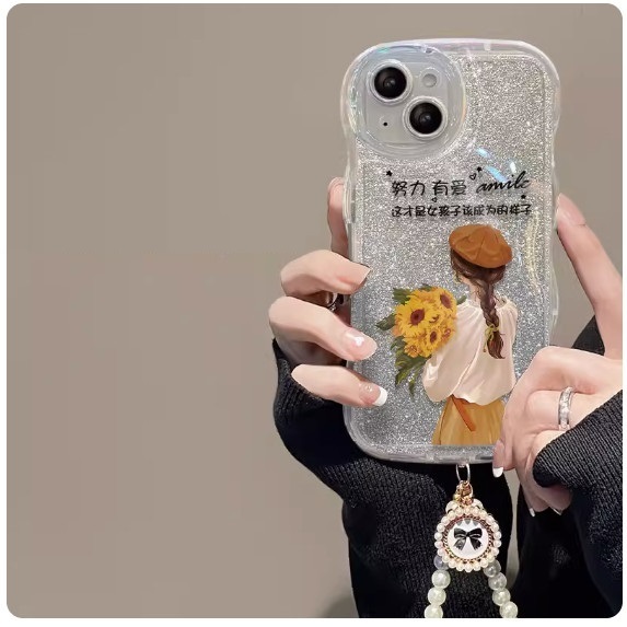 The popular oppo mobile phone case for hard work and love (transparent [Sunflower Girl + Bracelet Style] (contact customer service after placing the order to confirm the phone model)