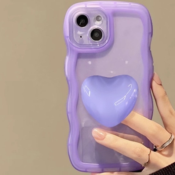 The popular Big Wave Love Stand is suitable for OPPO mobile phone cases (Taro Purple + Love Stand (contact customer service to confirm the phone model after placing the order)