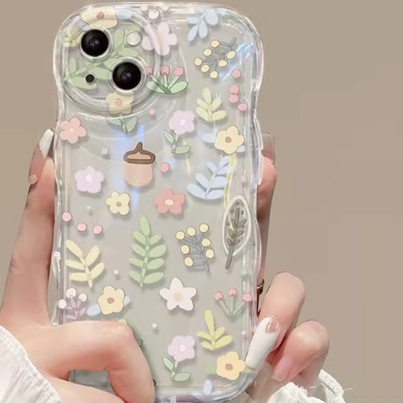 The popular floral air cushion with wavy edges is suitable for Honor mobile phone cases (acorn floral_single shell model (contact customer service to confirm the phone model after placing the order)