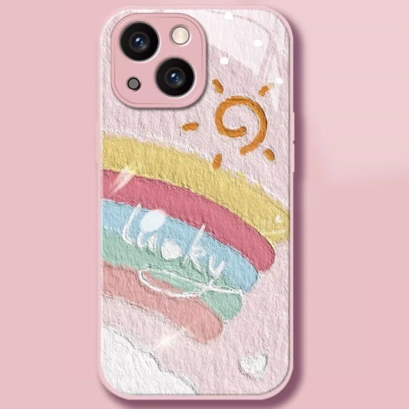 Popular oil paintings are suitable for Huawei mobile phone cases (pink_sun rainbow (contact customer service to confirm the mobile phone model after placing the order)