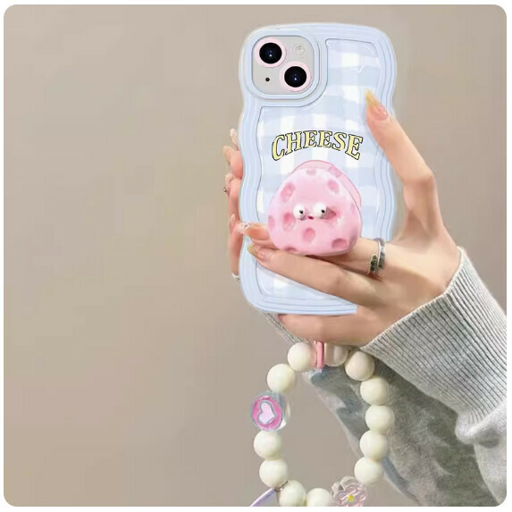 The popular cheese is suitable for Huawei mobile phone cases (pink cheese [stand + bracelet style] (contact customer service to confirm the phone model after placing the order)