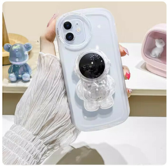 The popular three-dimensional stand is suitable for Honor mobile phone cases (transparent white_astronaut stand style (contact customer service to confirm the phone model after placing the order)