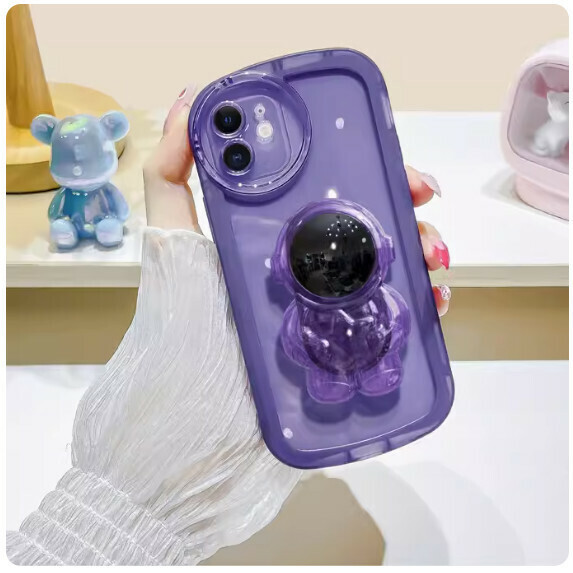 The popular three-dimensional stand is suitable for Honor mobile phone cases (elegant purple_astronaut stand style (contact customer service to confirm the phone model after placing the order)