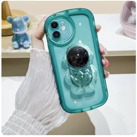 The popular three-dimensional stand is suitable for Honor mobile phone cases (peacock blue_astronaut stand style (contact customer service to confirm the phone model after placing the order)