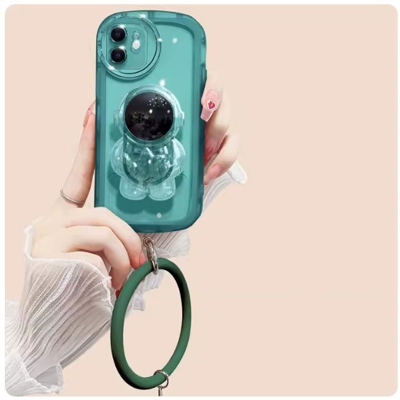 The popular three-dimensional stand is suitable for Honor mobile phone cases (Peacock Blue [Astronaut Stand + Bracelet Style] (contact customer service to confirm the phone model after placing the order)