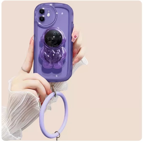 The popular three-dimensional stand is suitable for Honor mobile phone cases (elegant purple [astronaut stand + bracelet style] (contact customer service to confirm the phone model after placing the order)