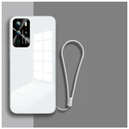 Popular mobile phone case suitable for Huawei p40pro [silver white] liquid glass ★ metal lens ★ with hand strap (contact customer service to confirm the phone model after placing the order)