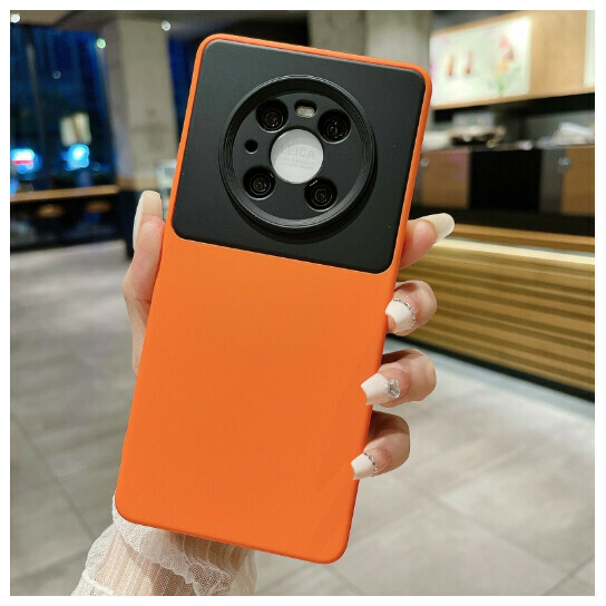 爆款手機殼適用華為mate50【大視窗液態貼絨布-橙色】（下單後聯絡客服確認手機型號）