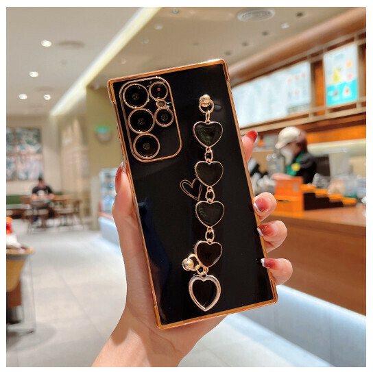 The popular mobile phone case is suitable for Samsung A53/A13/S22U [Classic Black + Big Love Bracelet] (contact customer service to confirm the phone model after placing the order)