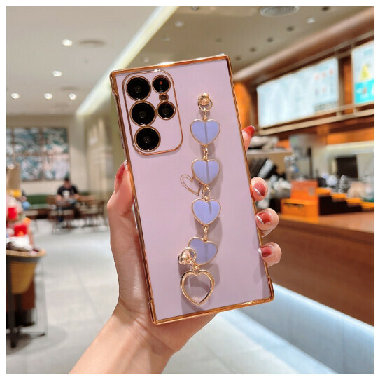 The popular mobile phone case is suitable for Samsung A53/A13/S22U [lavender purple + big love bracelet] (contact customer service to confirm the mobile phone model after placing the order)