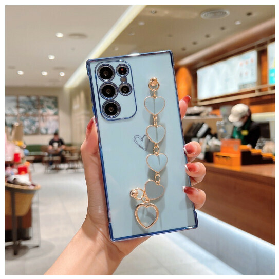 The popular mobile phone case is suitable for Samsung A53/A13/S22U [Far Peak Blue + Big Heart Bracelet] (contact customer service to confirm the phone model after placing the order)
