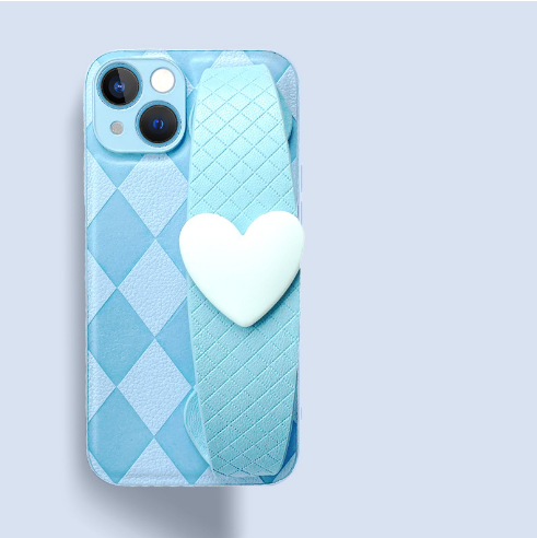 Popular plaid love wristband mobile phone case (TY6 light blue) (applicable to Apple-Huawei) (contact customer service to confirm the mobile phone model after placing the order)