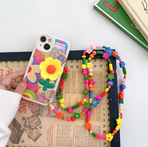 Popular silicone soft shell mobile phone case (SJ small yellow flower wristband + building block diagonal rope) (applicable to Apple) (contact customer service to confirm the mobile phone model after placing the order)