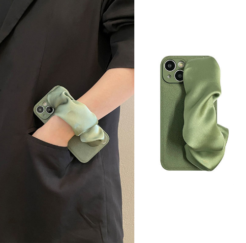 Popular silicone hard-shell mobile phone case (TY1 green silk scarf wristband) (applicable to Apple-Huawei) (contact customer service to confirm the mobile phone model after placing the order)