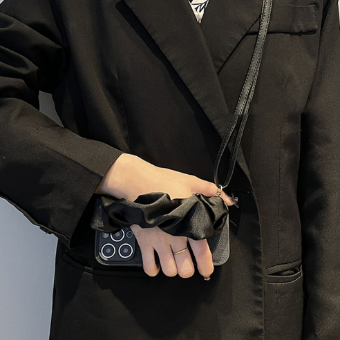 Popular silicone hard-shell mobile phone case (TY4 graphite gray silk scarf wristband + diagonal strap) (applicable to Apple-Huawei) (contact customer service to confirm the phone model after placing the order)