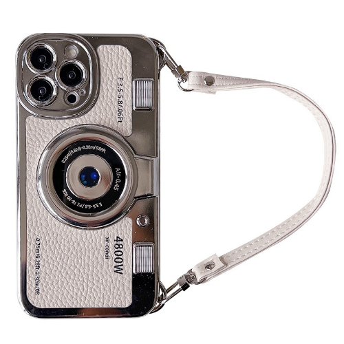 Popular creative camera phone case (ZYM2 white + hand strap) (applicable to Apple) (contact customer service to confirm the phone model after placing the order)