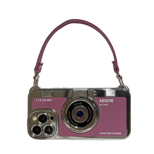 Popular creative camera phone case (ZYM4 purple + hand strap) (applicable to Apple) (contact customer service to confirm the phone model after placing the order)