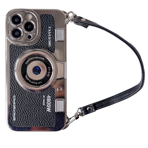 Popular creative camera phone case (ZYM1 black + hand strap) (applicable to Apple) (contact customer service to confirm the phone model after placing the order)