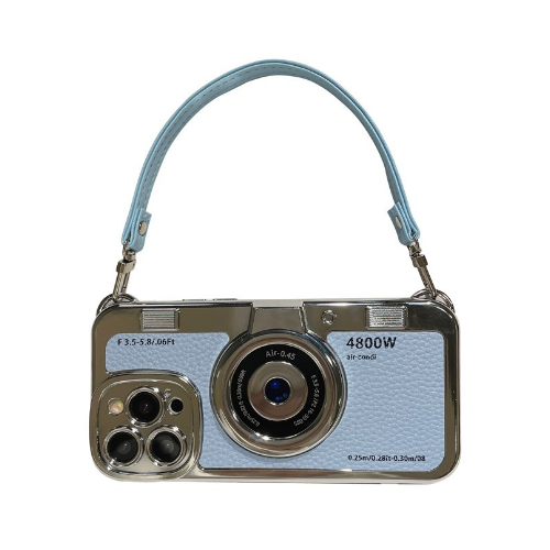 Popular creative camera phone case (ZYM5 blue + hand strap) (applicable to Apple) (contact customer service to confirm the phone model after placing the order)