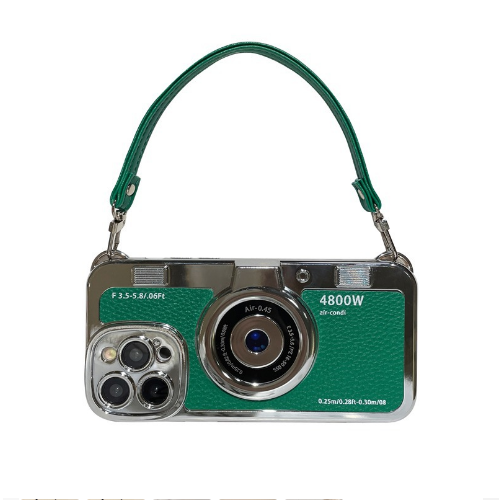 Popular creative camera phone case (ZYM6 green + hand strap) (applicable to Apple) (contact customer service to confirm the phone model after placing the order)