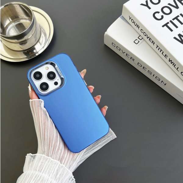 Popular double-layer electroplated color silver mobile phone case (SJ blue) (applicable to Apple) (contact customer service to confirm the mobile phone model after placing the order)
