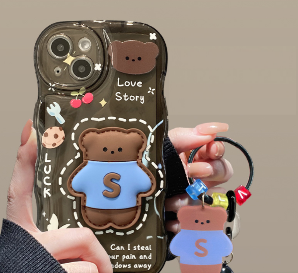 Popular transparent silicone gradient glitter mobile phone case (GX9 transparent black three-dimensional love + bracelet) (applicable to Apple-Huawei) (contact customer service after placing the order to confirm the phone model)