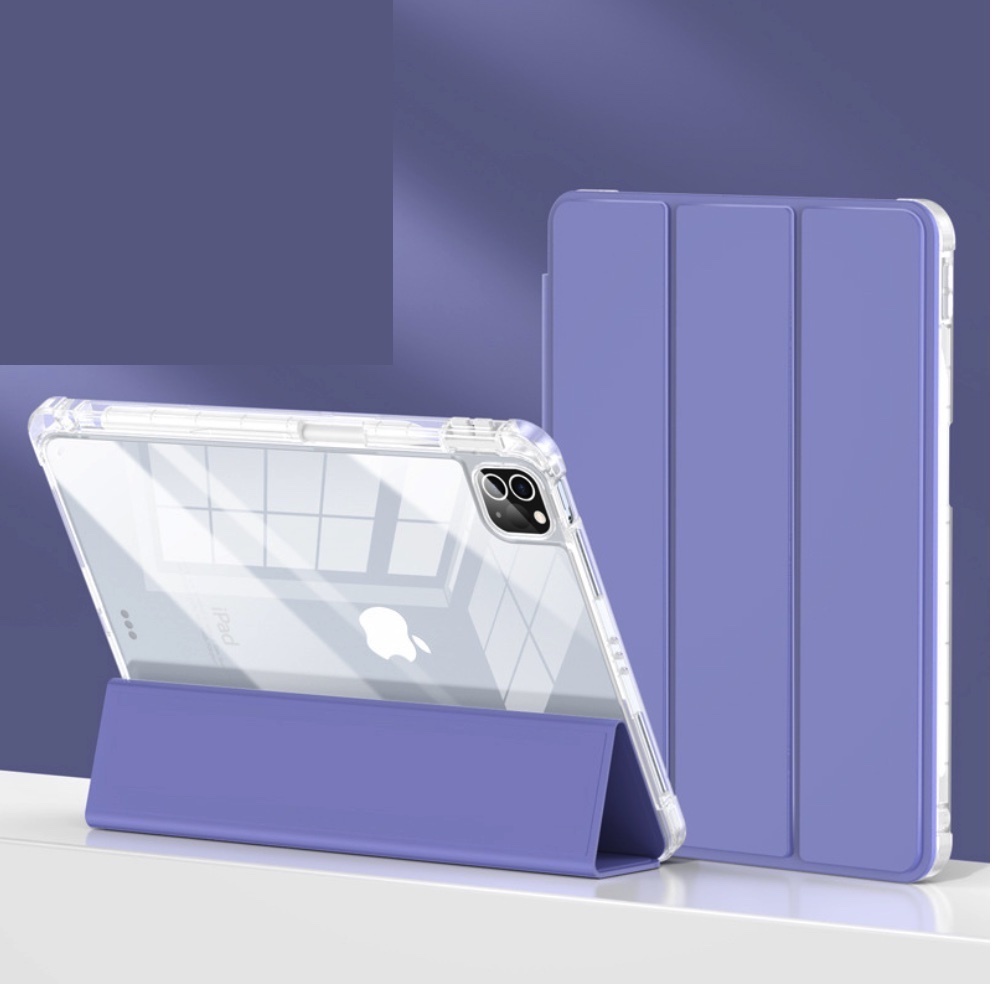 Popular high-transparency protective case with pen slot for iPad (lavender purple) (contact customer service to confirm iPad model after placing order)