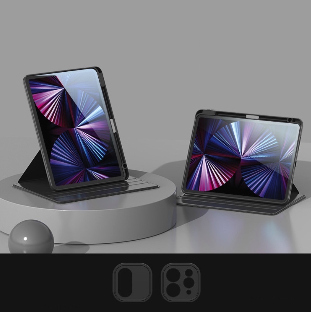 Popular rotating transparent shell anti-fall suitable iPad protective case ([Premium Black] 360-degree rotation - acrylic back panel) (contact customer service after placing an order to confirm the iPad model)