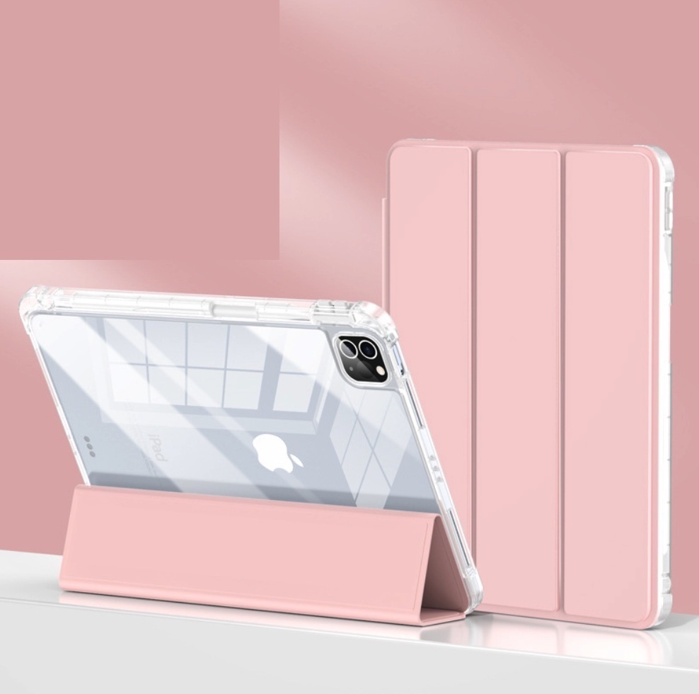 Popular high-transparency protective case with pen slot for iPad (Sakura Pink) (Contact customer service to confirm iPad model after placing order)