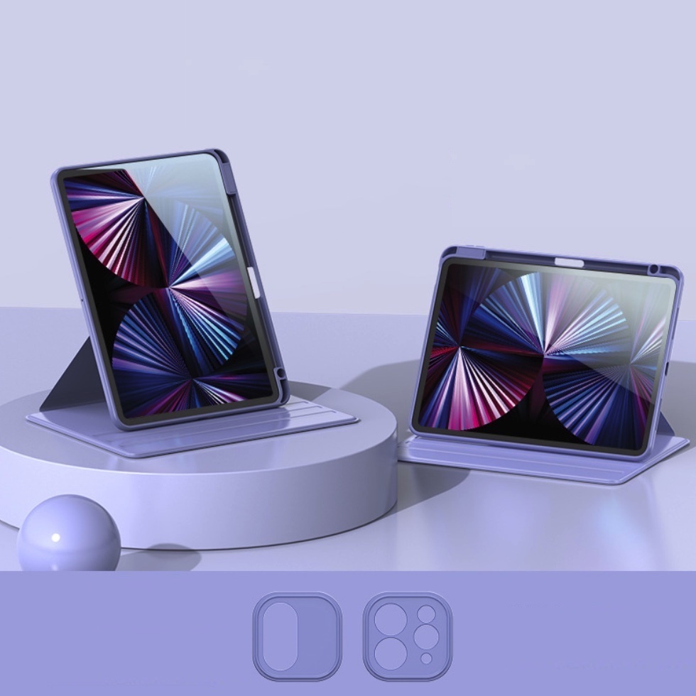 Popular rotating transparent shell anti-fall suitable iPad protective case ([lavender purple] 360 degree rotation - acrylic back panel) (contact customer service after placing the order to confirm the iPad model)
