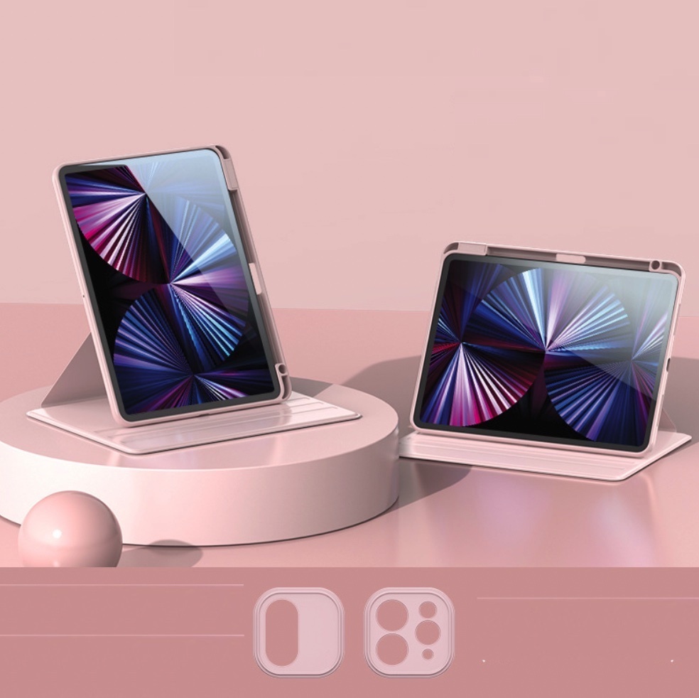 Popular rotating transparent shell anti-fall suitable iPad protective case ([Girl Pink] 360-degree rotation - acrylic back panel) (contact customer service after placing an order to confirm the iPad model)