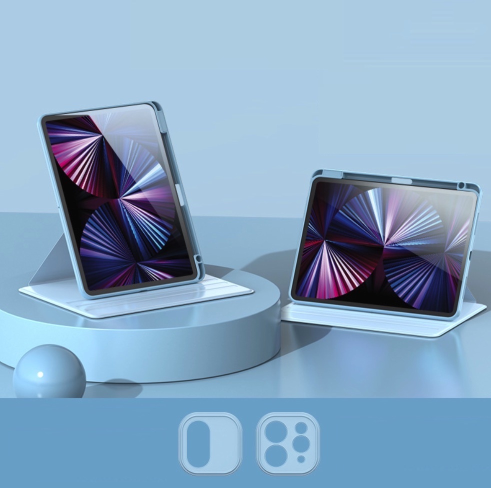 Popular rotating transparent shell anti-fall suitable iPad protective case ([Ice Crystal Blue] 360-degree rotation - acrylic back panel) (contact customer service after placing an order to confirm the iPad model)