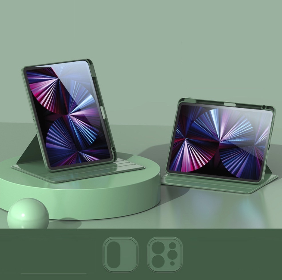 Popular rotating transparent shell anti-fall suitable iPad protective case ([Dark Night Green] 360-degree rotation - acrylic back panel) (contact customer service after placing an order to confirm the iPad model)