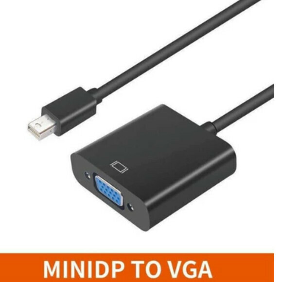 爆款顯示器轉接線【MiniDP轉VGA（1080P/X9黑色扁頭款】【長度0.5m及以下】