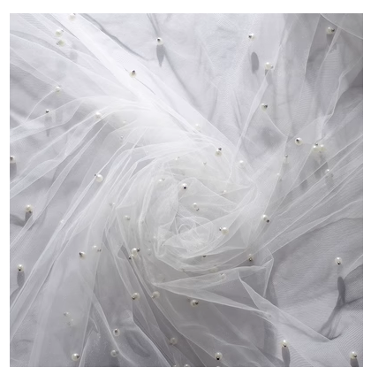 Hot recommended ins style mesh photography background props Photography background cloth [white beads and white gauze] Size: 100*150cm