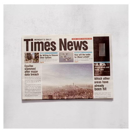 Popular Nordic English newspaper and magazine decoration props, background paper, gourmet cosmetics, photography props [Time style light yellow 2 copies/two copies/total 4 pictures] Size: 38*53cm