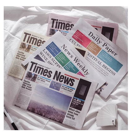 Popular Nordic English newspaper and magazine decoration props, background paper, gourmet cosmetics, photography props [5 copies, two copies/10 pictures in total] Size: 38*53cm