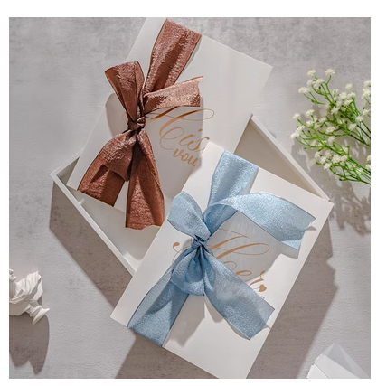Hotly recommended ins style wedding photography vow card jewelry cosmetics shooting photo props background English card [coffee + gray and blue pleated gauze belt]