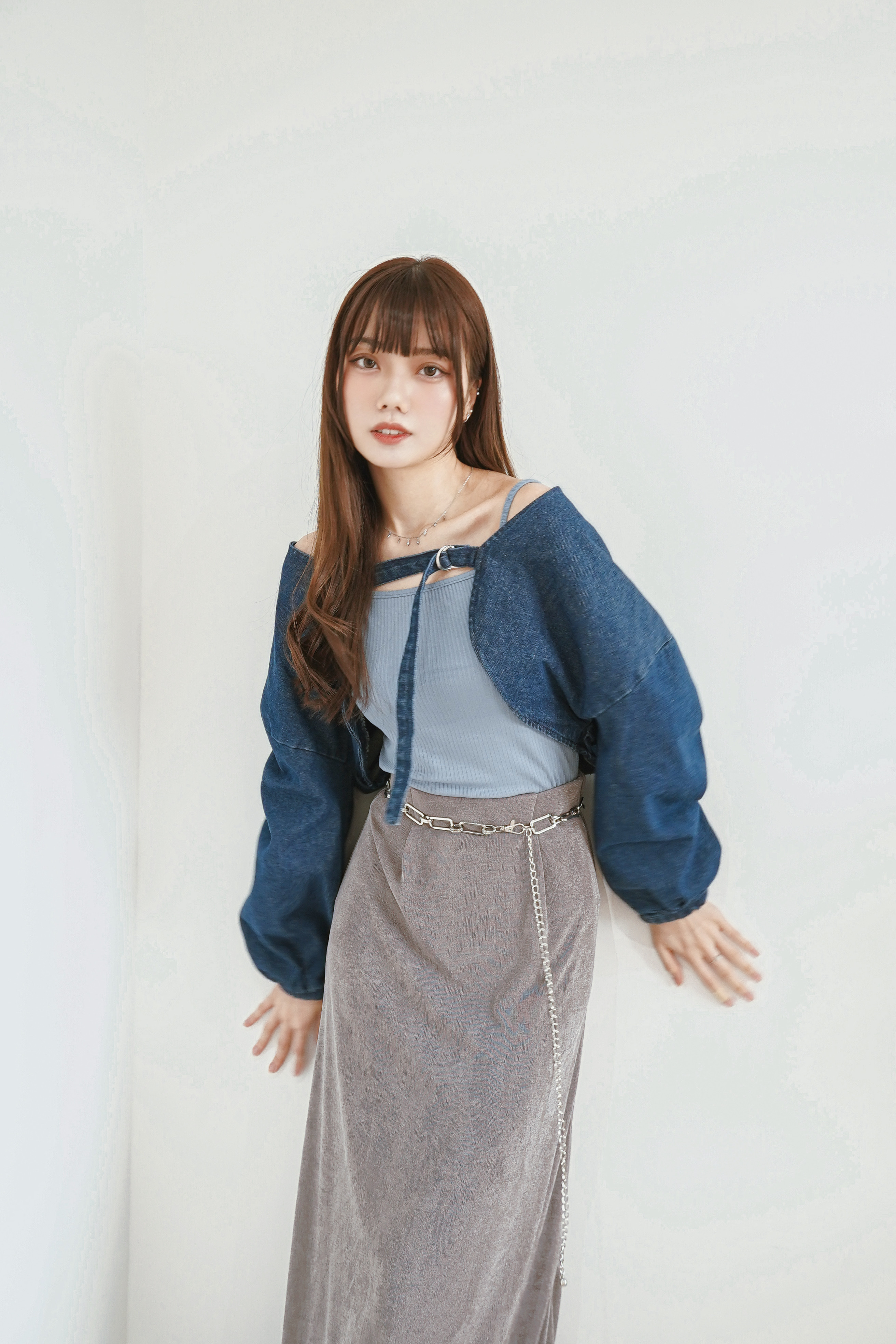 9946｜休閒牛仔披肩外套