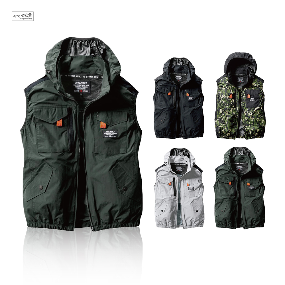 BURTLE 含帽無袖背心 AC1154-14 綠色