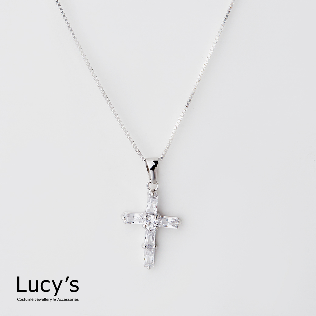 Lucy's-925純銀十字架鋯石項鍊(110525)