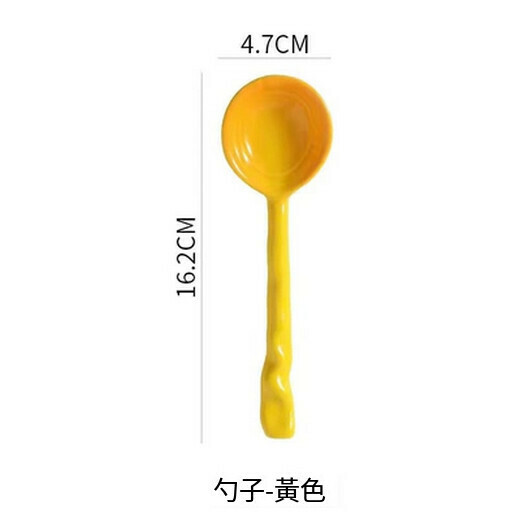 Popular children's eating spoon, dry rice spoon, baby food spoon (long handle yellow)
