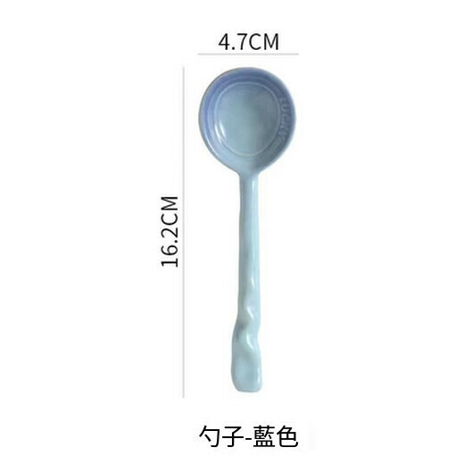 Popular children's eating spoon, dry rice spoon, baby food spoon (long handle blue)