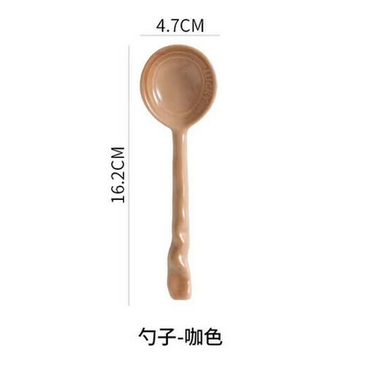 Popular children's eating spoon dry rice spoon baby food spoon (long handle spoon coffee color)