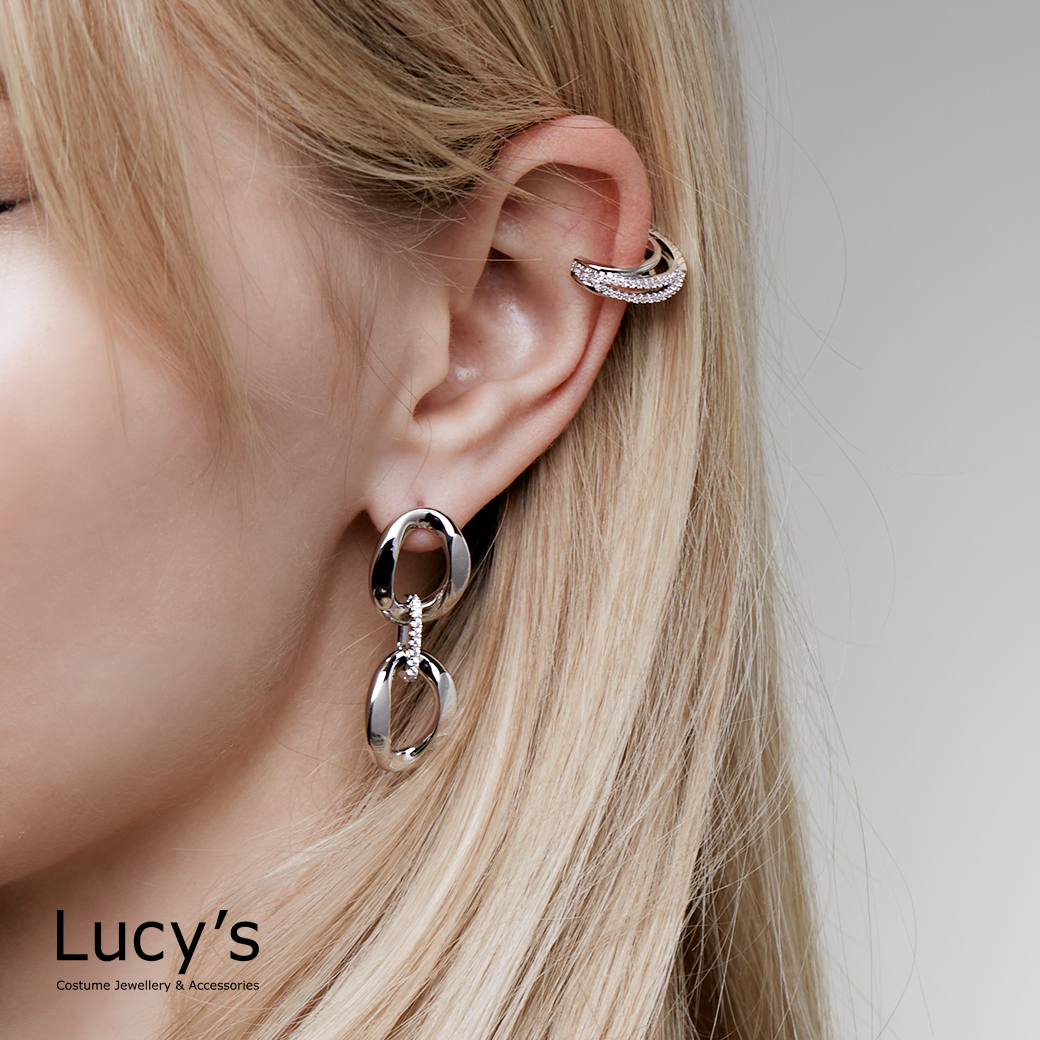 細鑽橢圓鍊條 耳環 二色 (116598/116599)